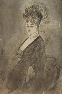 Guys Constantinus Prints: Three-Quarter Length Portrait of a Woman, 1865/70. Creator: Constantin Guys
