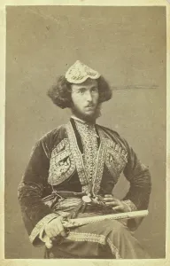Caucasus Asia Prints: Three-quarter portrait of man, seated