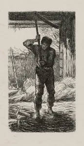 Thresher, 1853, after drawing made in 1852. Creator: Jacques-Adrien Lavieille