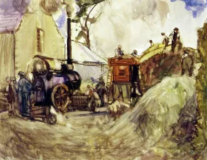 Hodgkins Frances Prints: Threshing in the Cotswolds, c1909. Creator: Frances Hodgkins