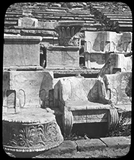 Throne of the priest, Temple of Dionysus, Athens, Greece, late 19th or early 20th century