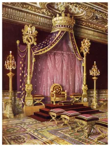 Dais Prints: Throne room in the Palace of Fontainebleau, France, 1911-1912. Artist: Edwin Foley