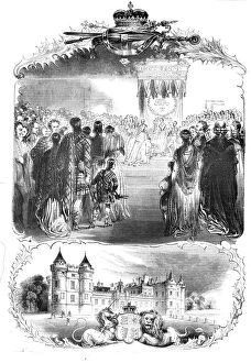 Heraldry Collection: The Throne Room, Palace of Holyrood, and the Ancient Regalia of Scotland, 1842