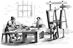 Throwing an earthenware vessel, c1860