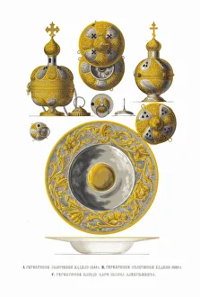 Tsar Ivan V Prints: Thuribles of 1644 and 1649. Dish of tsar Ivan V, 1849-1853