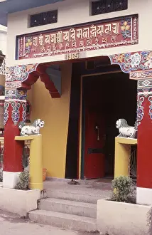 India Asia Prints: Tibetan Buddhist temple, McLeod Ganj, Dharamsala, India, 1988. Creator: Amanda Waite