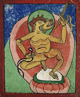 Card Prints: Tibetan fortune telling card. Creator: Unknown