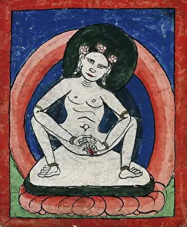 Crouching Prints: Tibetan fortune telling card. Creator: Unknown