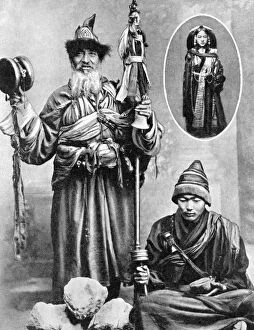 Tibetan priests, 1936.Artist: Ewing Galloway