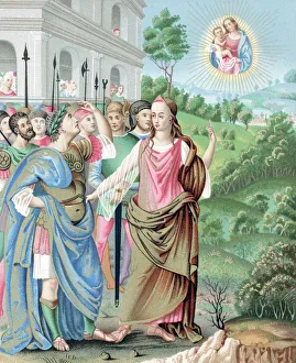Prophetess Prints: The Tiburtine Sibyl announcing to Caesar the coming of Jesus, 16th century