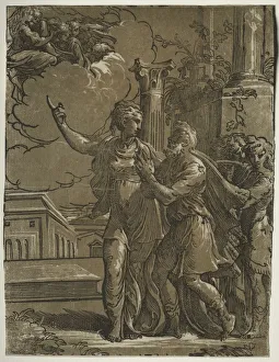 Tiburtine Sibyl and the Emperor Augustus, c. 1527-1530 / 31. Creator: Parmigianino (Italian