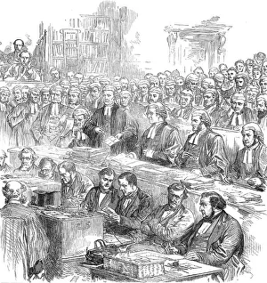 Court House Prints: The Tichborne trial in the court of Queen's Bench, 1871. Creator: Unknown