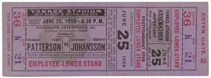 Industry Gallery: Ticket to a boxing match between Floyd Patterson and Ingemar Johansson, June 25, 1959