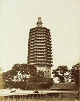Pagoda Prints: T'ien-ning Ssu T'a Pagoda, Peking, 1860. Creator: Felice Beato