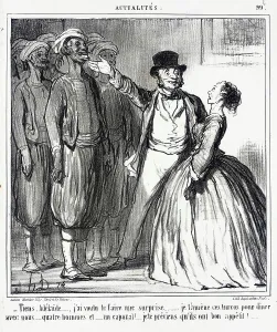 Shocked Prints: Tiens, Adélaïde...j'ai voulu te faire une surprise.. 1859. Creator: Honore Daumier