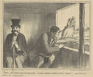 Affair Prints: Tiens... ma femme avec un monsieur... 19th century. Creator: Honore Daumier