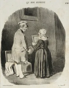 Daguerreotype Prints: Tiens, ma femme, v'là mon portrait au Daguerreotype... 1846. Creator: Honore Daumier
