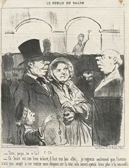 Salon Prints: Tiens, papa, te v'la!... 19th century. Creator: Honore Daumier