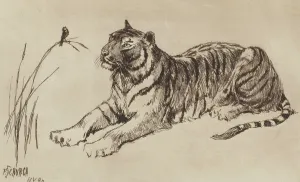 Plate Tone Prints: Tiger and Bird, 1892. Creator: Frederick Stuart Church
