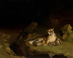 Jean Leon Prints: Tiger and Cubs, ca. 1884. Creator: Jean-Leon Gerome