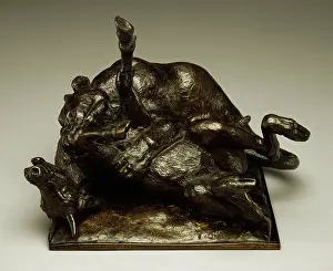 Attack Prints: Tiger Devouring an Antelope, c1834. Creator: Antoine-Louis Barye