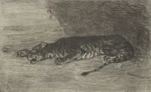 Alert Prints: Tiger Lying at the Entrance of its Lair, ca. 1828-30. ca. 1828-30