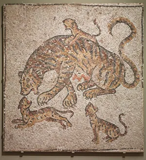Tesserae Prints: Tigress and Cubs, 300s. Creator: Unknown