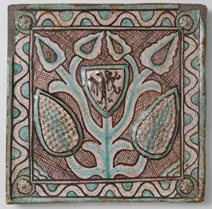 Delftware Prints: Tile, Italian, 14th-15th century. Creator: Unknown