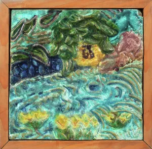 Polychrome Painting Gallery: Tile with lilies, End 1890s