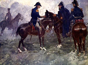 Not till after the battle did Blucher and Wellington meet, 1815, (1905). Artist: A S Forrest