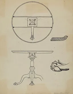 Tilt Top Table Prints: Tilt-top Table, c. 1936. Creator: Holger Hansen