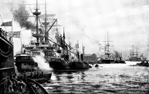 Coal Prints: Time competitions in the coaling of war-ships at Portsmouth, 1898. Creator: Unknown