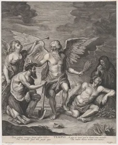 Weed Prints: Time crowning Employment and punishing Idleness, ca. 1650-77. Creator: Antoine Couchet