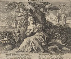 Ragged Prints: Timiditas from Four Vices, ca. 1580-1628. Creator: Raphael Sadeler
