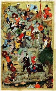 Conqueror Prints: Timur attacking the Knights of St John at Smyrna, 1402 (1467). Artist: Bihzad