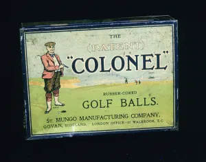Sarah Fabian Baddiel Prints: Tin of Colonel golf balls, c1909