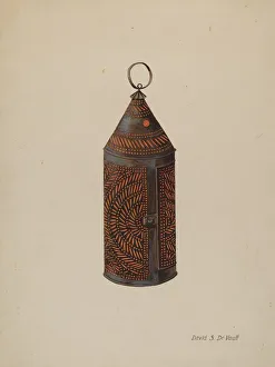 Cylindrical Prints: Tin Lantern, c. 1941. Creator: Davids De Vault
