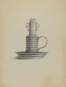 Tin Lard Lamp, 1935/1942. Creator: Franklin C. Moyan