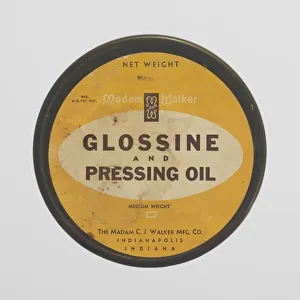 Tin for Madame Walker Glossine and Pressing Oil, 1940s - 1960s. Creator: Unknown Tin for Madame Walker Glossine and Pressing Oil, 1940s - 1960s. Creator: Unknown