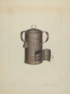 Edward L Loper Prints: Tin Milk Warmer, c. 1938. Creator: Edward L Loper