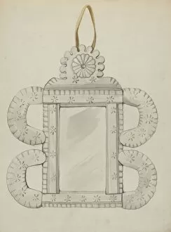 Majel G Claflin Collection: Tin Mirror Frame, c. 1936. Creator: Majel G. Claflin