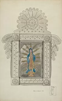 Majel G Claflin Collection: Tin Nicho Containing Guadalupe Bulto, c. 1936. Creator: Majel G. Claflin