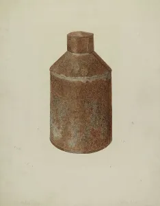 Tea Caddy Prints: Tin Tea Caddy, c. 1938. Creator: Eldon Allen