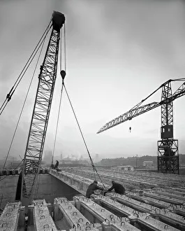 Tinsley Viaduct under construction, Meadowhall, near Sheffield, South Yorkshire, November 1967