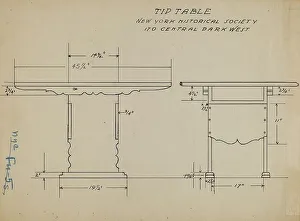 Pen And Ink And Graphite On Paper Prints: Tip Table, 1935/1942. Creator: Unknown