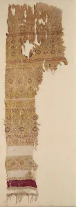 Fatimid Period Prints: Tiraz with guilloche bands and fringe, 1100s. Creator: Unknown
