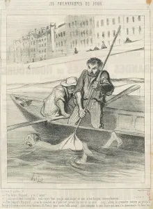 Dragging Prints: Tire ferme, Gaspard... y va s'neyer... 19th century. Creator: Honore Daumier