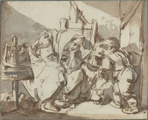 Greuse Jean Baptiste Prints: A Tired Woman with Two Children, 1750/1761. Creator: Jean-Baptiste Greuze