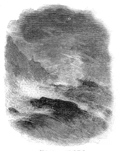 Brothers Dalziel Prints: Tis a Wild Night at Sea, 1860. Creator: Dalziel Brothers