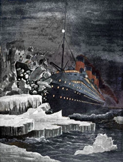 The Titanic colliding with an iceberg, 1912